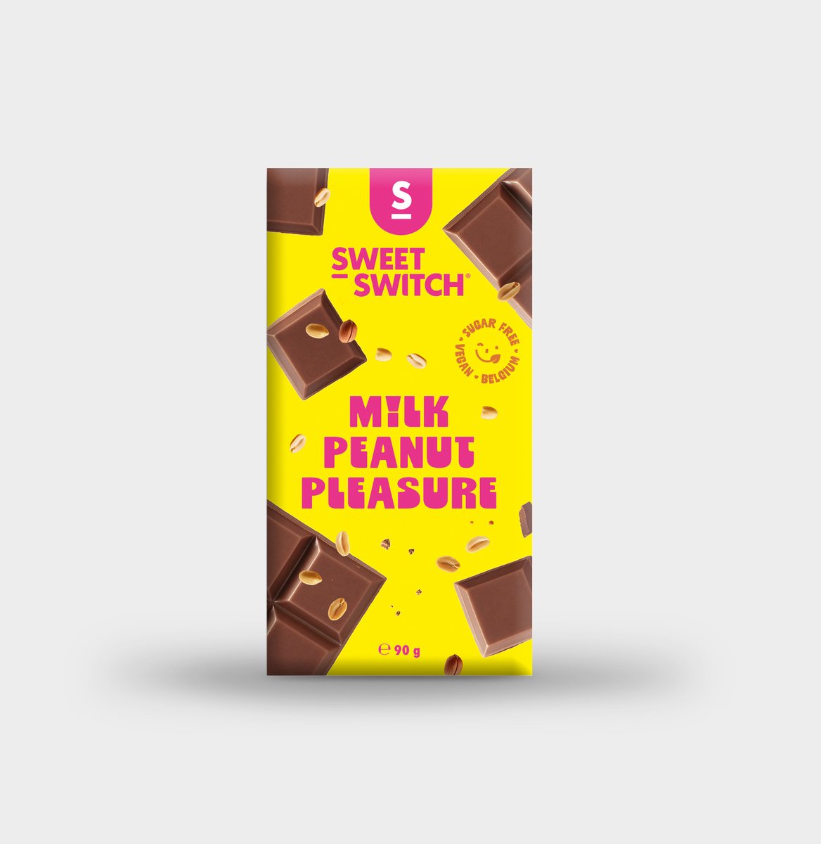 SWEET-SWITCH® - M!lk Peanut Pleasure 12 x 90g - Melkchocolade met pinda - Suikervrij - Glutenvrij - Vegan