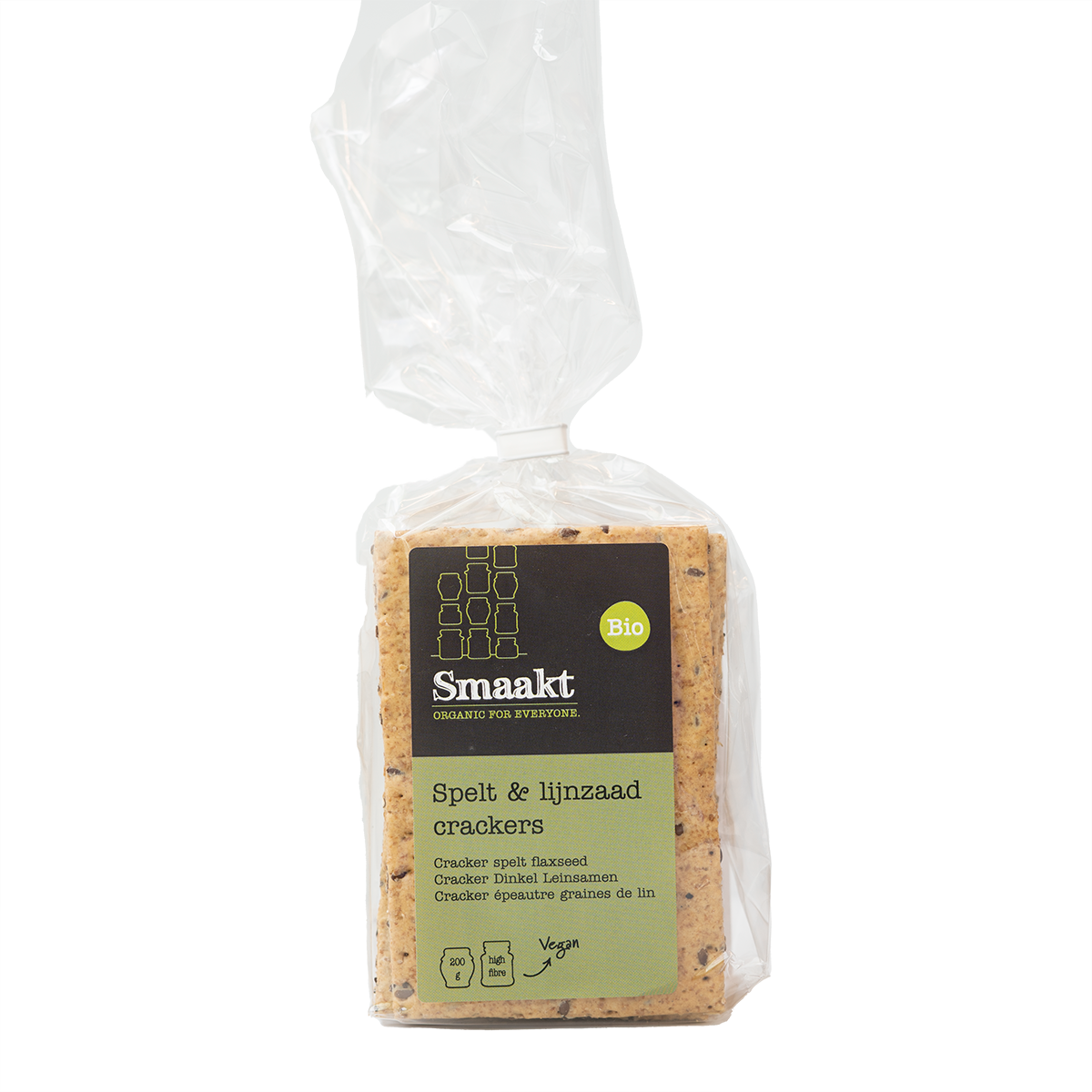 Smaakt Crackers spelt/lijnzaad vegan 200 gram