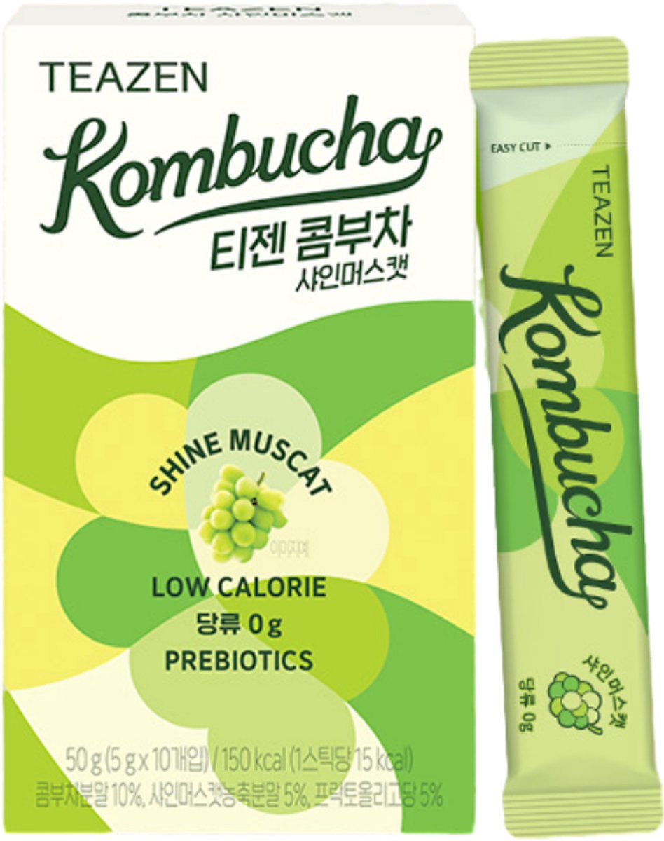TEAZEN Kombucha Shine Muscat - Koreaanse Druiven Kombucha met Probiotica (10 sticks)