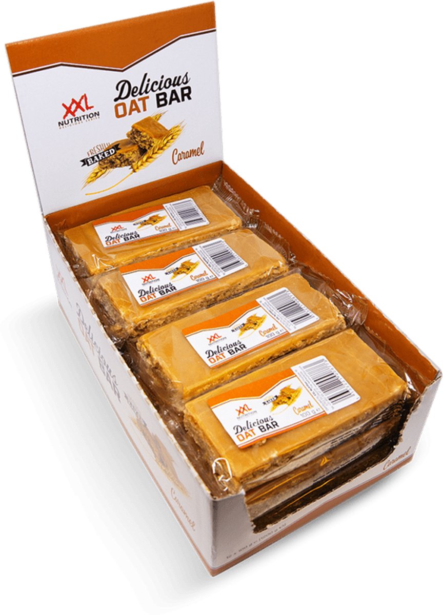 XXL Nutrition - Delicious Oat Bar - Havermoutreep Supplement - Reep van Havermout - Gezonde Snack - Diverse Smaken - Caramel - 12 Pack