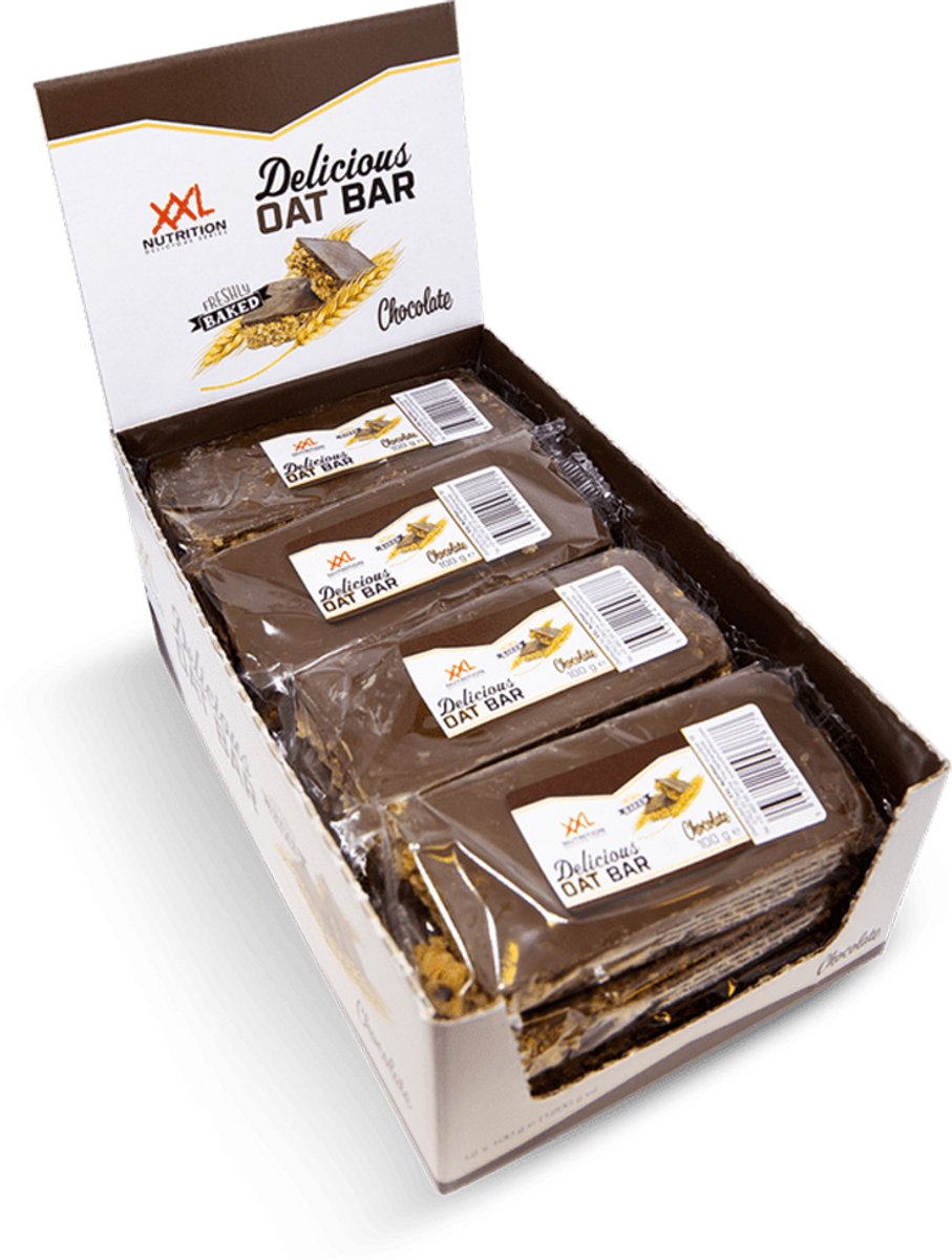 XXL Nutrition - Delicious Oat Bar - Havermoutreep Supplement - Reep van Havermout - Gezonde Snack - Diverse Smaken - Chocolade - 12 Pack
