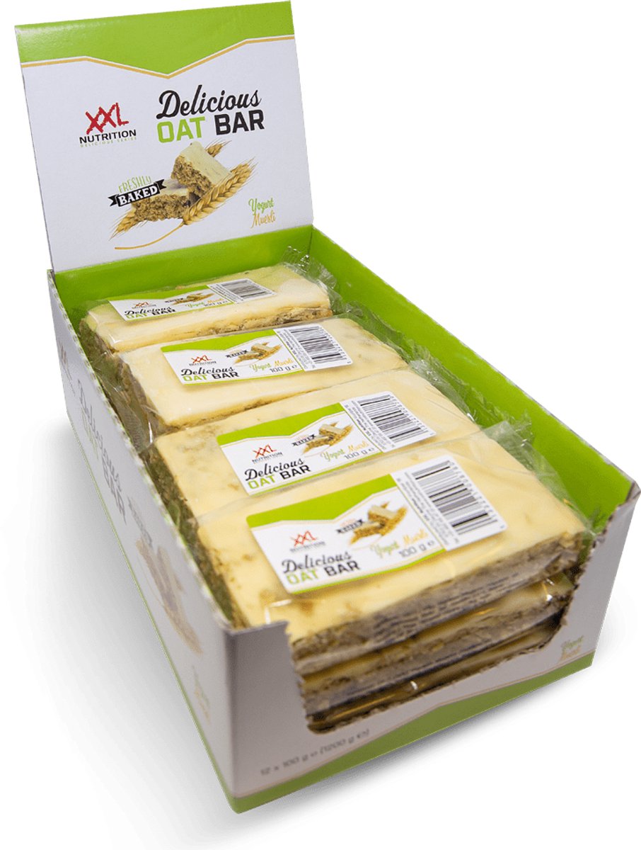 XXL Nutrition - Delicious Oat Bar - Havermoutreep Supplement - Reep van Havermout - Gezonde Snack - Diverse Smaken - Yoghurt Muesli - 12 Pack