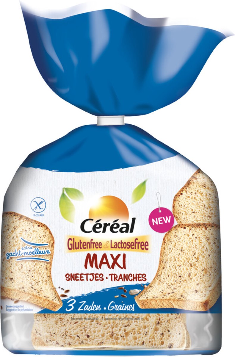Céréal Maxi Brood 3 Zaden Glutenvrij & Lactosevrij - 3 x 350 gr - Voordeelverpakking