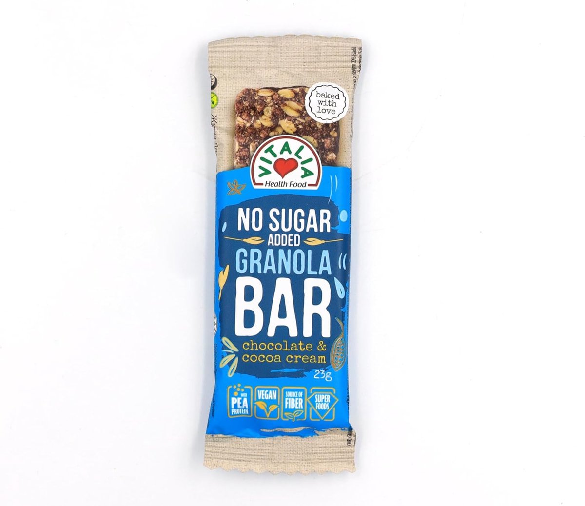 Granola Bar Chocolade & Cacao Cream repen - Hoog in Proteine / Hoog in Vezels - High Fibre - Vegan - Sportvoeding - Suikerarm - Granolabar - Healthy Snack / Gezond tussendoortje - Set van 6 repen (6 x 23 gram)