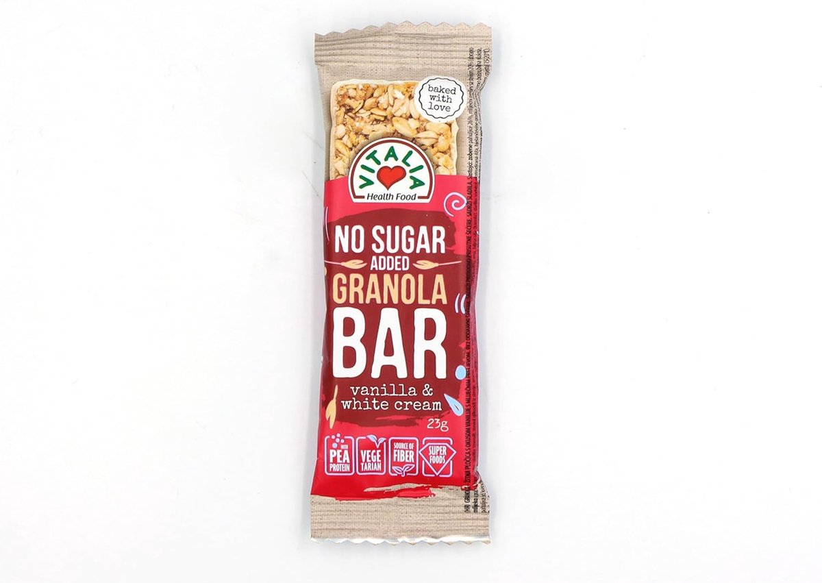 Granola Bar Vanille & White Cream repen - Hoog in Proteine / Hoog in Vezels - High Fibre - Vegan - Sportvoeding - Suikerarm - Granolabar - Healthy Snack / Gezond tussendoortje - Set van 6 repen (6 x 23 gram)