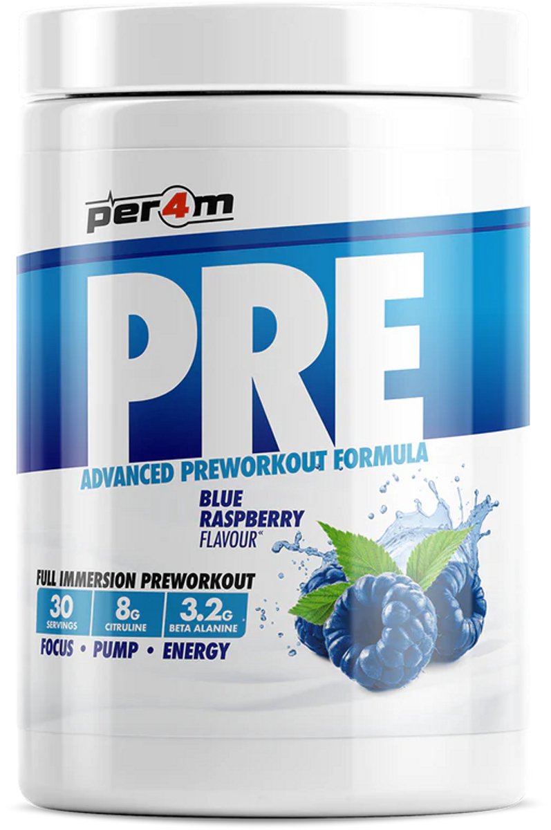 Per4m - Pre Workout Stim - 570g - Blue Raspberry - pre-workout - preworkout - sportvoeding - fitness - krachttraining