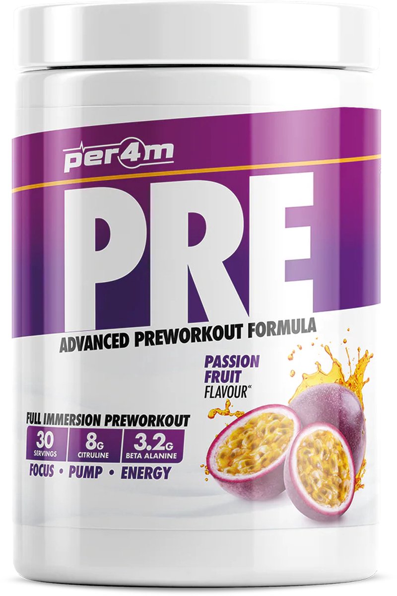 Per4m - Pre Workout Stim - 570g - Passionfruit - pre-workout - preworkout - sportvoeding - fitness - krachttraining