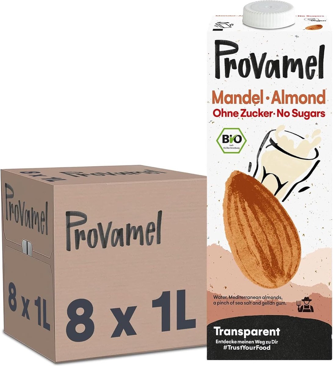 Provamel Amandeldrink Ongezoet - Biologisch & Vegan - Plantaardige Amandeldrink - 8 x 1L