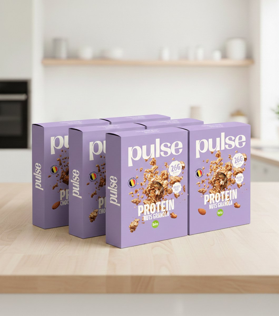 Pulse Protein - Eiwitgranola noten (27% eiwit) - Proteïne - Vegan, Bio - 6x350 g