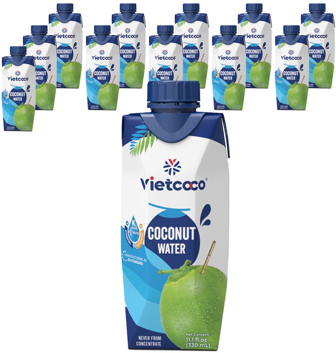 Vietcoco Kokoswater 330ml x12 - Grote verpakking Kokoswater 0,3 L Grootverpakking