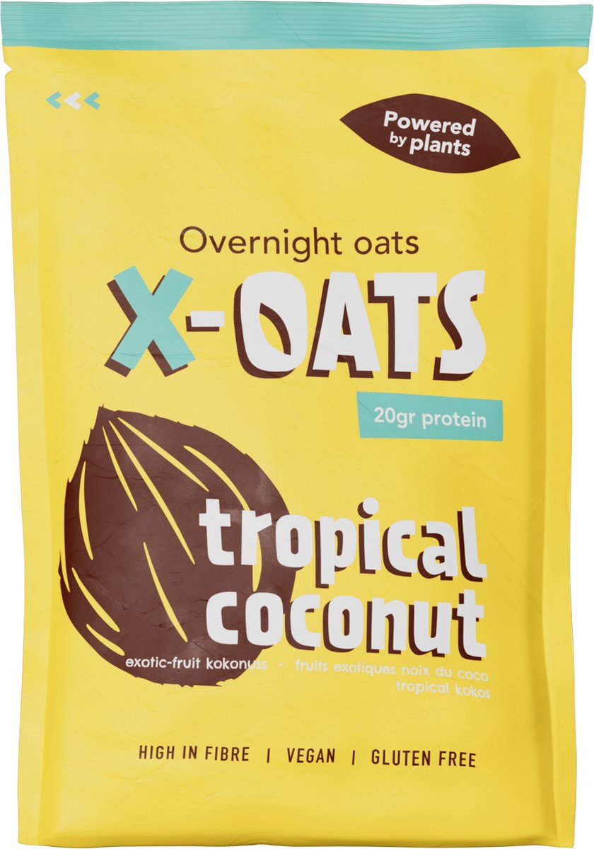X-OATS LEKKERE ONTBIJTSHAKE- 16x70gr maaltijd - 20g eiwit per portie, suikerarm, vegan, glutenvrij, 16-pack [16x tropical/coconut]