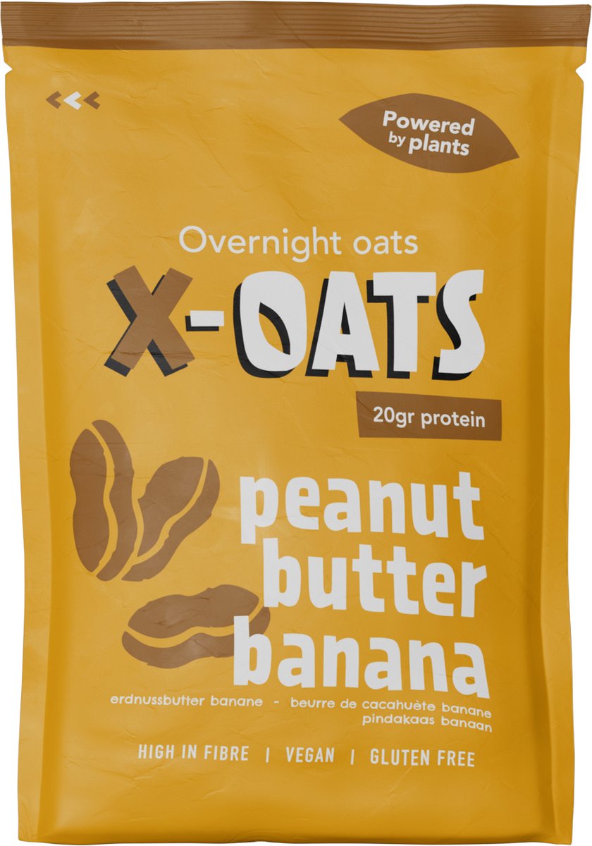 X-OATS ONTBIJSHAKE- 24x70gr maaltijd - 20g eiwit per portie, suikerarm, vegan, glutenvrij, 24-pack [24x pindakaas/banaan]