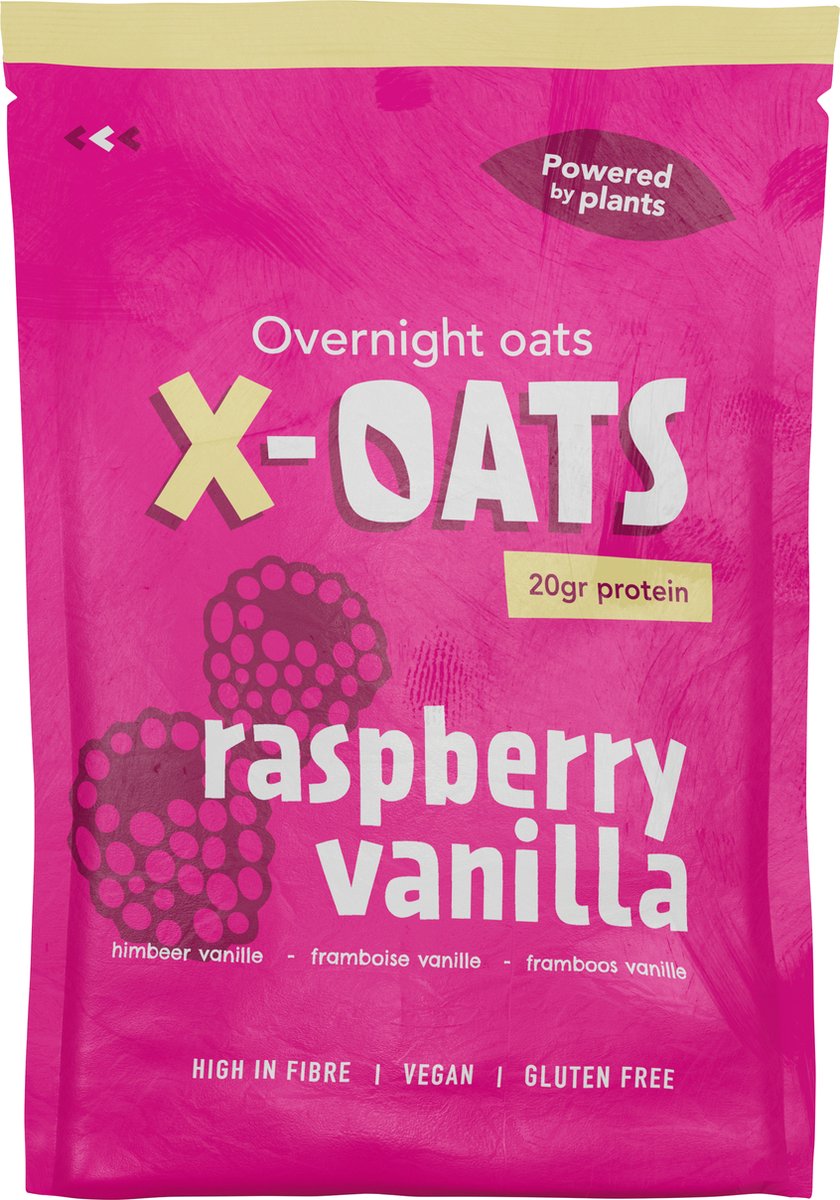 X-OATS ONTBIJSHAKE- 8x70gr maaltijd - 20g eiwit per portie, suikerarm, vegan, glutenvrij, 8-pack [8x framboos/vanille]