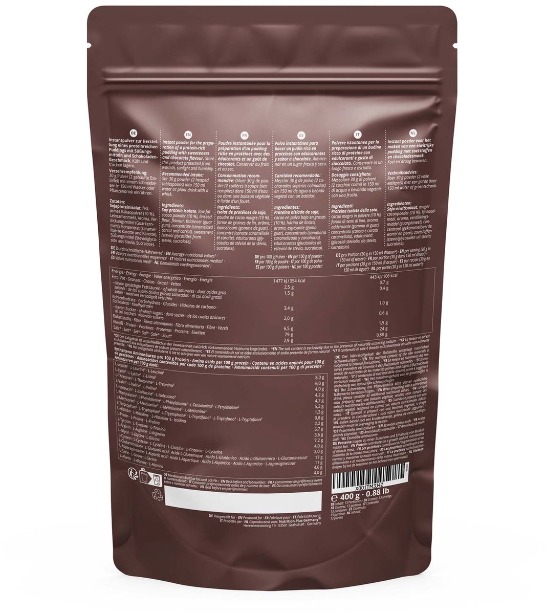 nutri+ VHEY Protein Pudding - maak zelf je vegan eiwitpudding met smaak Vanilla (400 g)