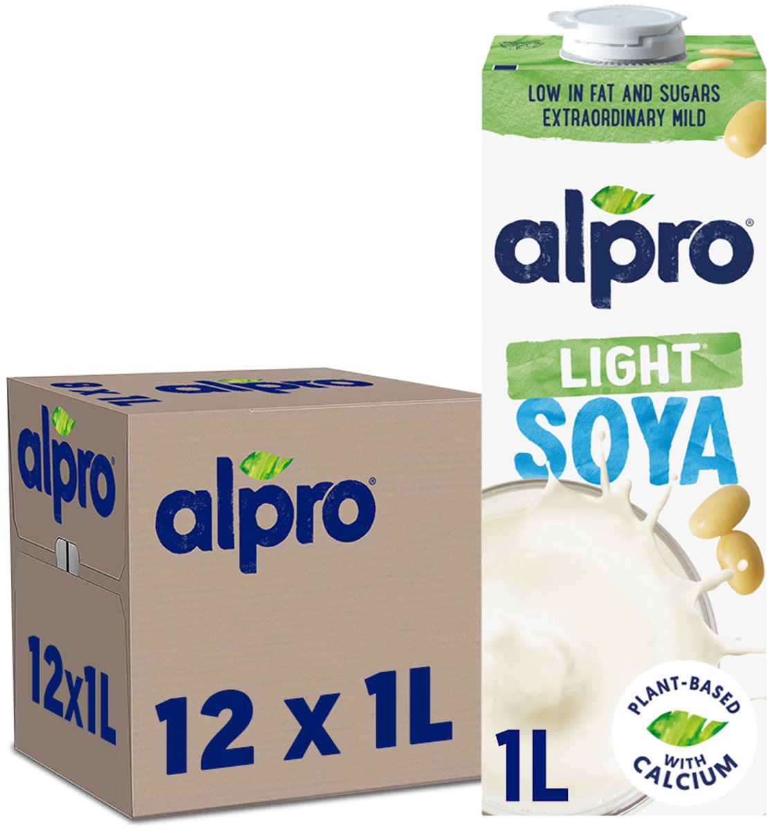 Alpro Drink Plantaardige Sojadrank Light - Lactosevrij & Glutenvrij - 12 x 1L