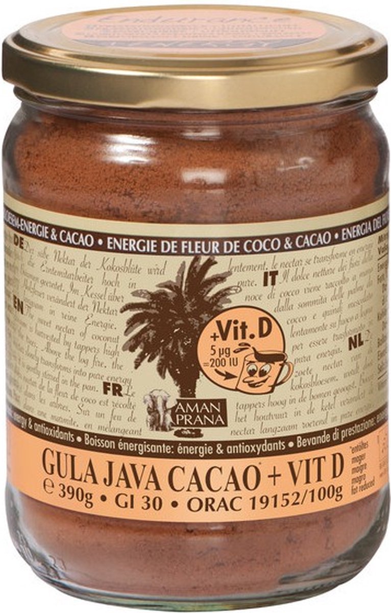 Amanprana Gula java cacao + vitamine D bio 390 Gram