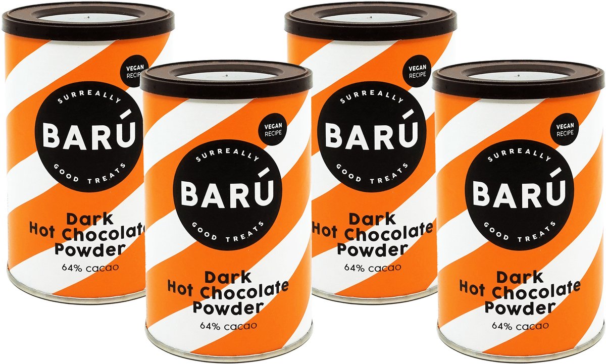 BARÚ Dark Hot Chocolate Powder - Instant Chocoladepoeder - 4 x 200g - 48 porties