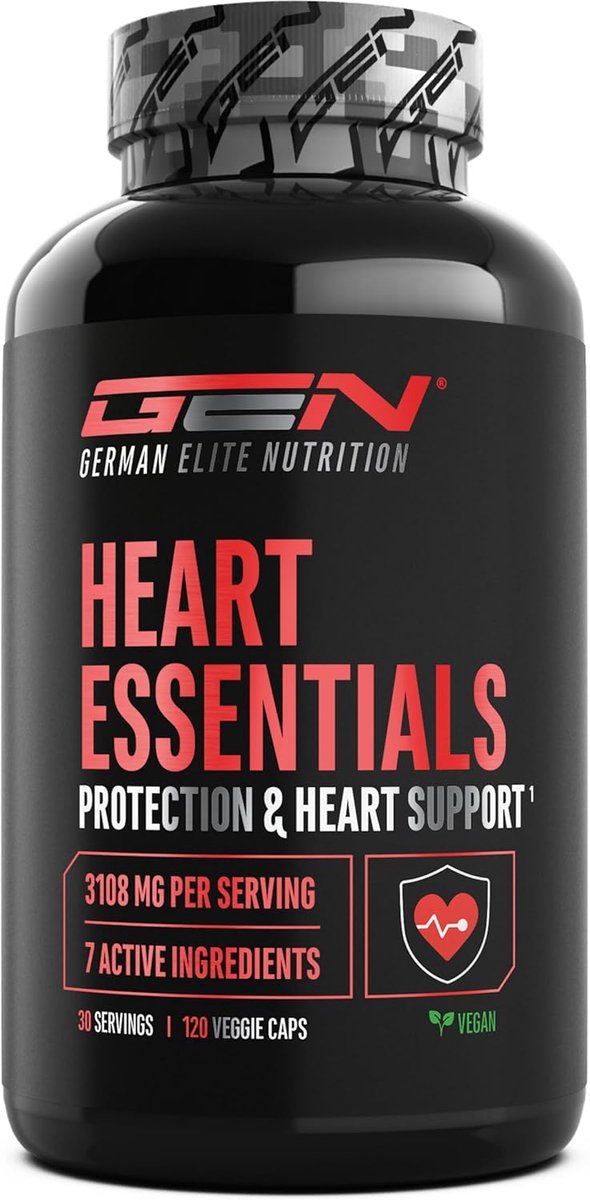 Heart Essentials - 120 capsules - Hartcomplex* met een hoge dosering van 200 mg Q10, 1000 mg arjuna-extract, 750 mg citrus bergamot, paardenkastanje, resveratrol, olijfblad, vitamine B1 - Veganistisch