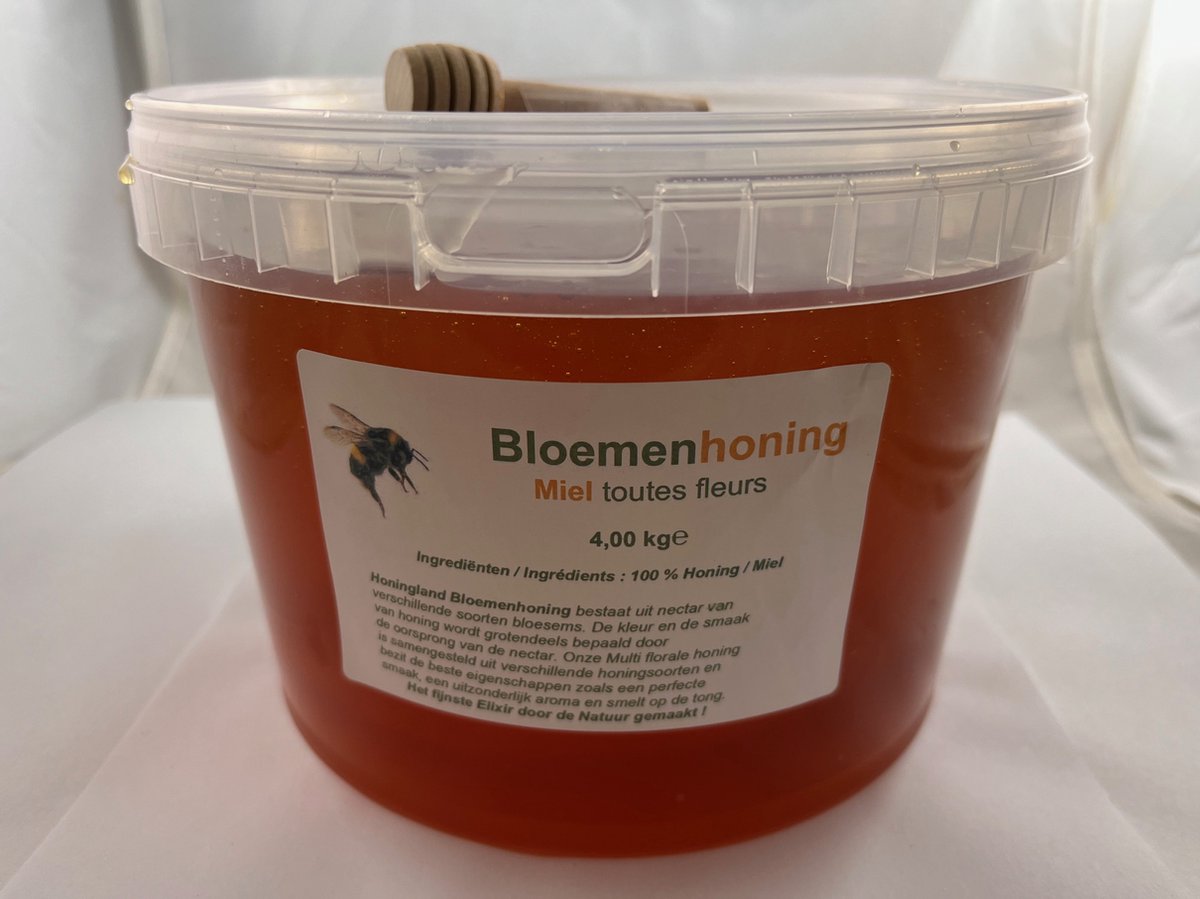 Honingland : Bloemen Honing, Miel toutes fleurs, Flower Honey. 4,00 kg