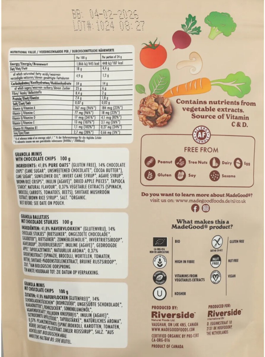 Made Good granola mini's-Chocolate chip-100