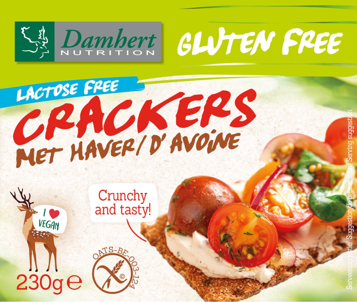 10x Damhert Crackers Haver Glutenvrij Lactosevrij 230 gr