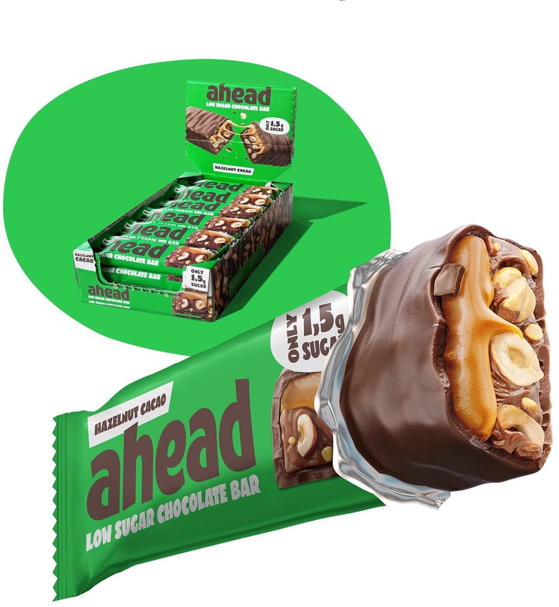Ahead repen - Suikerarme chocoladereep met karamel - 18x35g