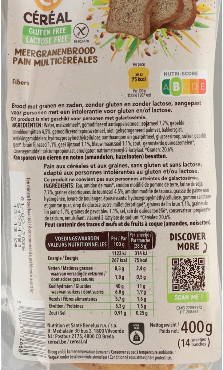 Céréal Meergranen Brood - 6 x 400 gr - Voordeelverpakking