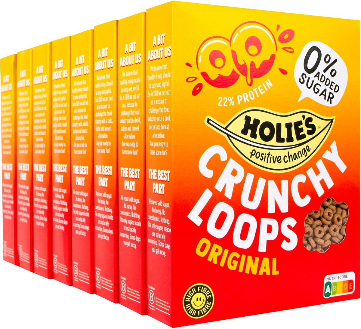 Holie's Crunchy Loops Original 8x 350gr - ontbijtgranen - suikervrij - gezond - vegan
