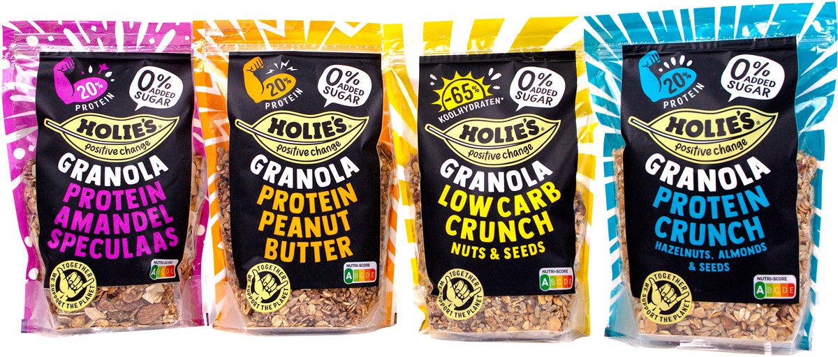 Holie's Protein Granola Mixdoos 4x 350gr - ontbijtgranen - suikervrij - gezond - vegan