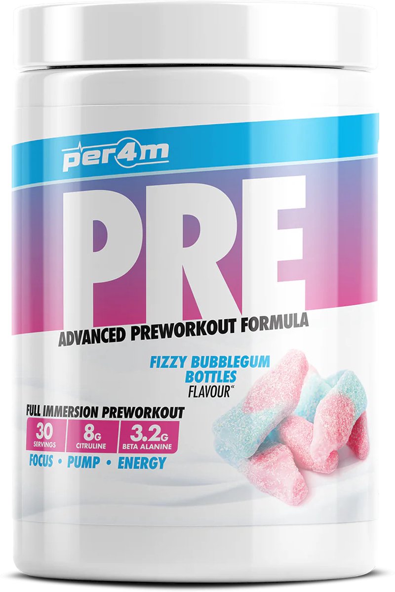 Per4m - Pre Workout Stim - 570g - Fizzy Bubblegum Bottles - pre-workout - preworkout - sportvoeding - fitness - krachttraining
