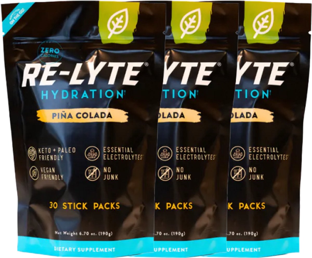 Re-Lyte | Hydration Drink Mix | Pina Colada 30 Stick Packs | 3 Stück | 3 x 190 Gramm