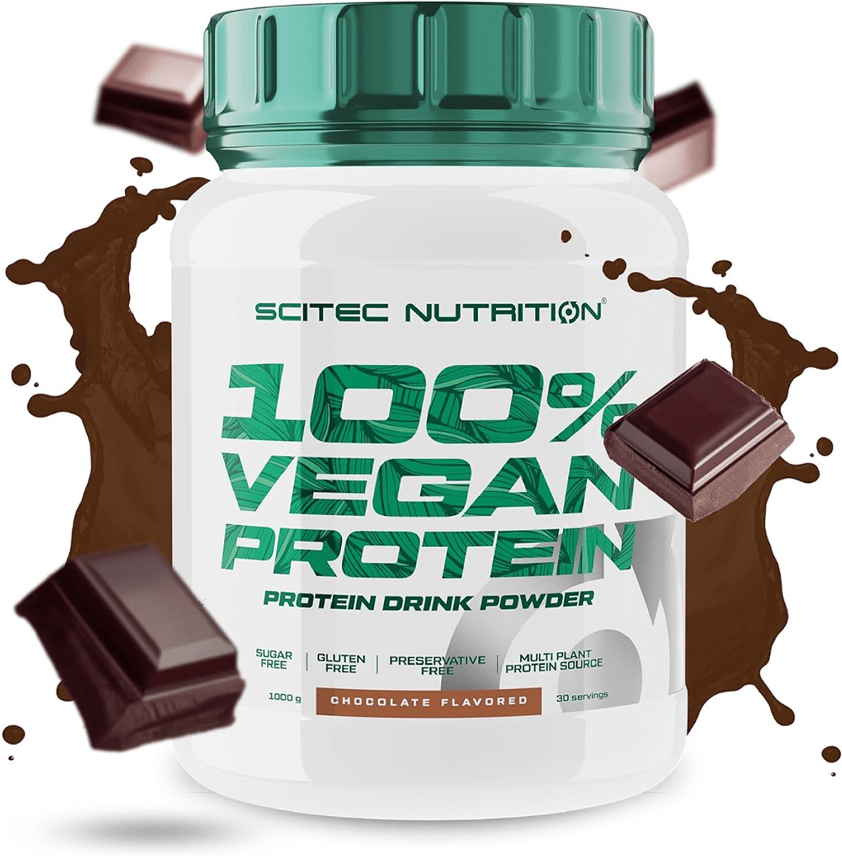 Scitec Nutrition® - 100% Vegan Protein (1000 gram - Chocolate) - Chocolade - 30 eiwitshakes - proteine poeder - protein powder - eiwitpoeder - eiwitshakes - proteine shake - glutenvrij - suikervrij