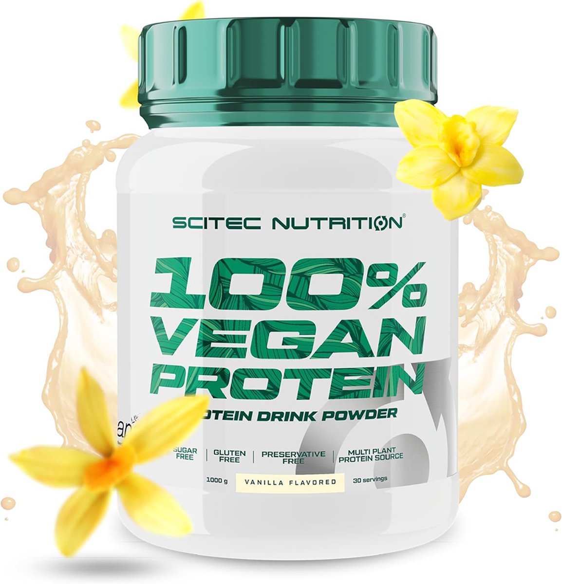 Scitec Nutrition® - 100% Vegan Protein (1000 gram - Vanilla) - Vanille - 30 eiwitshakes - proteine poeder - protein powder - eiwitpoeder - eiwitshakes - proteine shake - glutenvrij - suikervrij