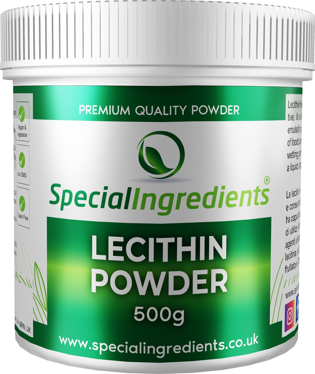Soja Lecithine - 500 g - Soja Lecithin Poeder - Emulgator - Stabilisatie - Schuimvorming - Vegan Bindmiddel - Moderne Gastronomie - Moleculair Koken - Hersluitbare Pot - Recycled Plastic