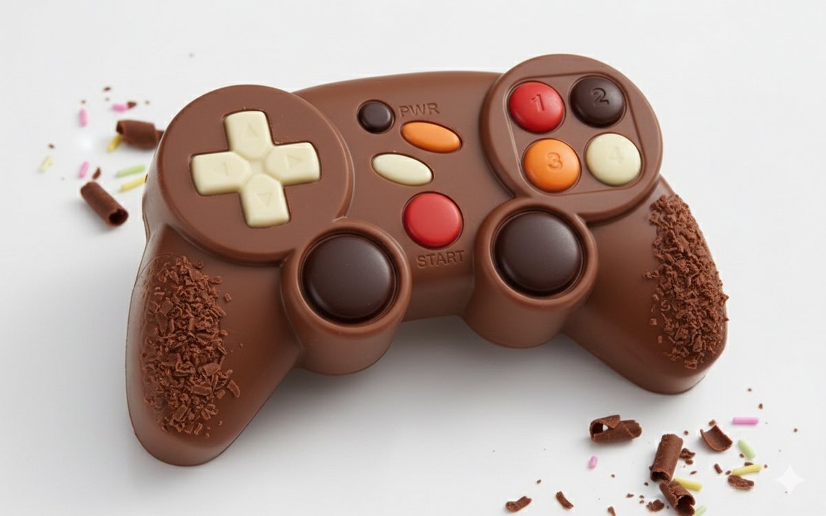 Spelbesturing Weibler Confiserie Chocolade 70g - Chocolade Spelbesturing Figuur van Romige Melkchocolade | Feestelijke Chocolade | Kerstcadeau voor Kinderen & Volwassenen | Luxe Chocolade Kerstdecoratie met Kajal Sticker