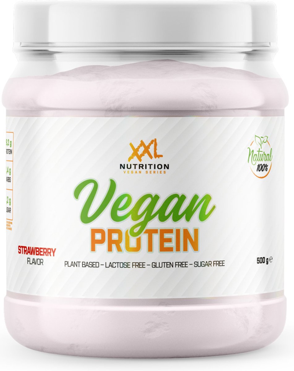 XXL Nutrition - Vegan Protein - Aardbei - Whey Eiwitpoeder - Whey Protein - Proteïne Poeder - Eiwitshake - 500 gram (20 shakes)