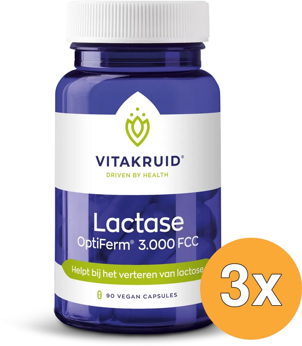 3x Vitakruid Lactase Enzym Optiferm® 3.000 FCC (90 vega capsules)