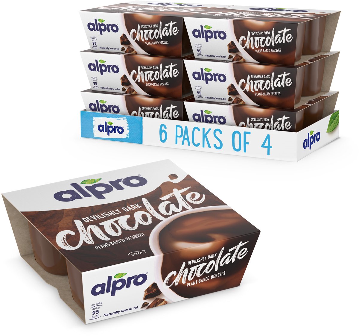 Alpro Fondant Dessert - Pflanzlich & Laktosefrei - Glutenfrei - Intensiver dunkler Schokoladengeschmack - 24 x 125g