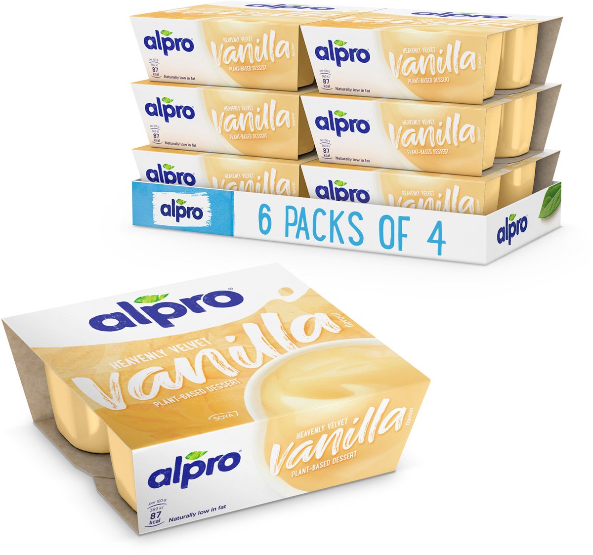 Alpro Vanille Dessert - Vegetarisch & Laktosefrei - Glutenfrei - Zartes Vanillearoma - 24 x 125g