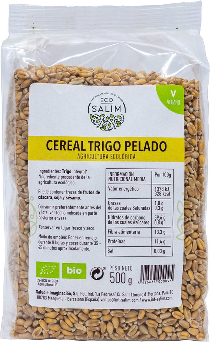 Bio vegan volkoren gepelde tarwe 500 g|Bio vegan whole wheat peeled wheat 500 g|Blé entier pelé bio vegan 500 g