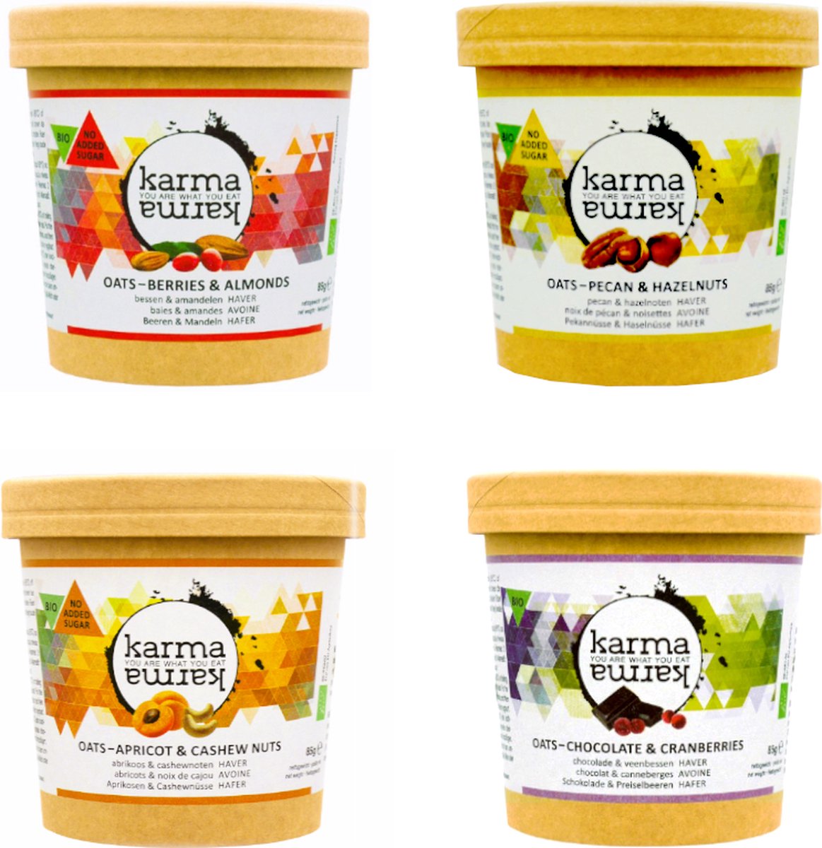 KarmaKarma Haferflockenbecher ohne Zucker - Bio & vegan Mischpackung - 24 Becher