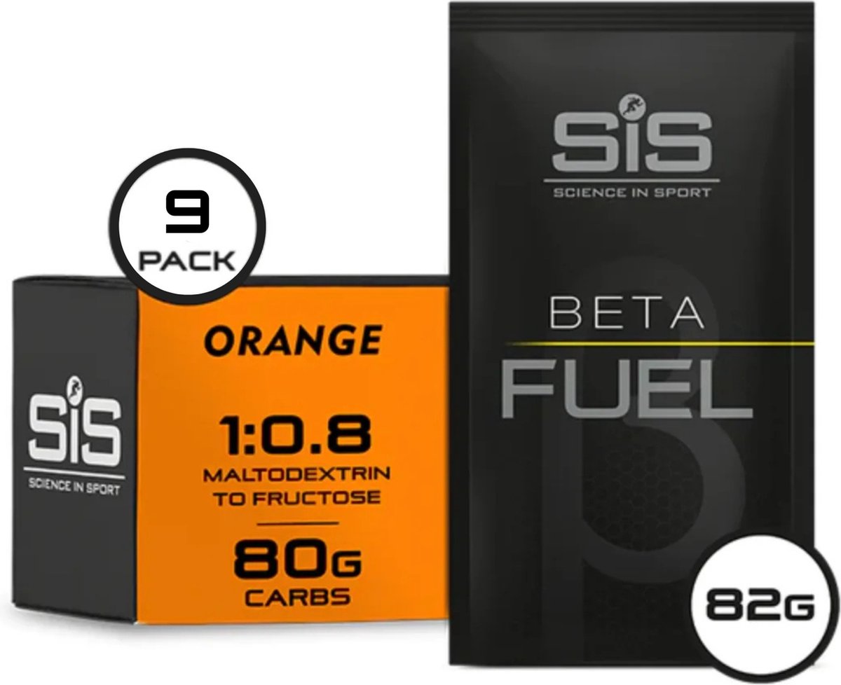 Science in Sport - SIS Beta Fuel 80 Poeder - Dual Source Energy Drink - 1 : 0,8 Maltodextrine Fructose verhouding - Orange Smaak - 9 x 82 gram