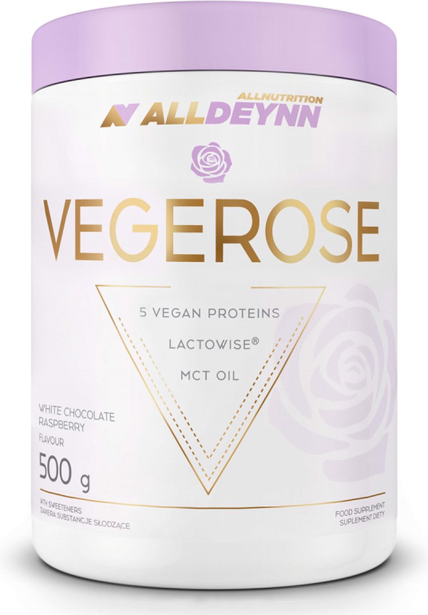 ALLDEYNN VEGEROSE Vanille Blaubeere - Pflanzliches Proteinpulver 500g - 16 Portionen - Mit LactoWise® - Vegane Proteinmischung - Nutriworld