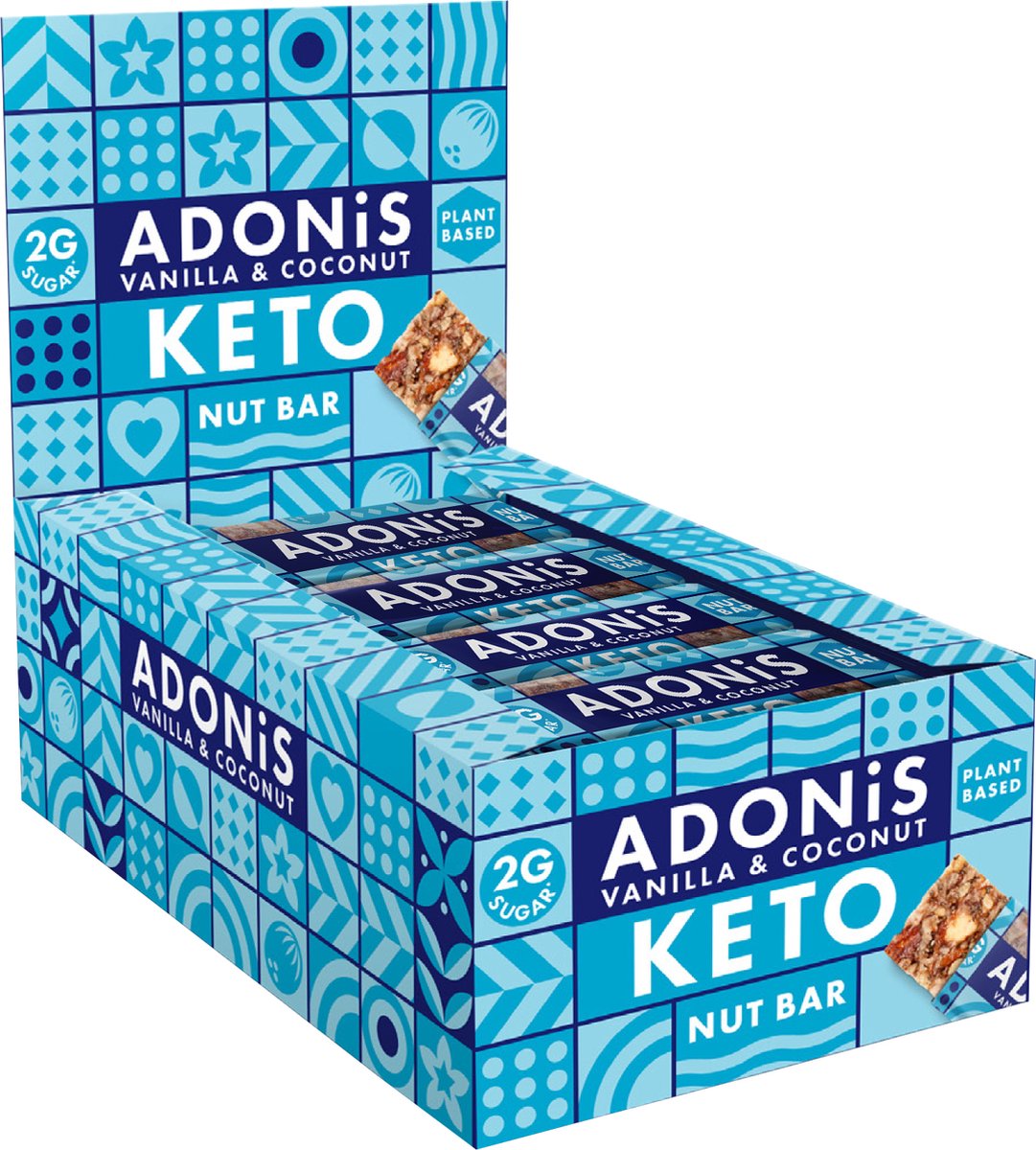 Adonis Keto Nut Bars - Vanille & Kokos Repen - Keto - Vegan - Glutenvrij - 16 repen (560 gram)