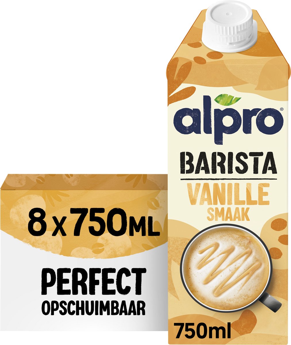 Alpro Barista Vanille - Pflanzenmilch - Geeignet für Kaffee - Laktosefrei - 8 x 750ml