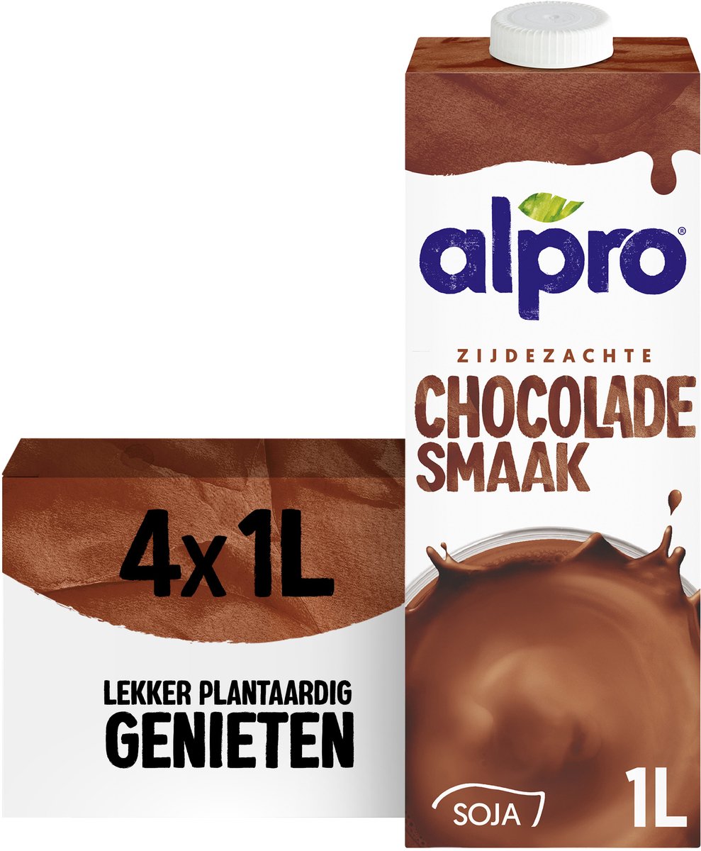 Alpro Sojadrink Chocolade - Plantaardig & Lactosevrij - 4 x 1L