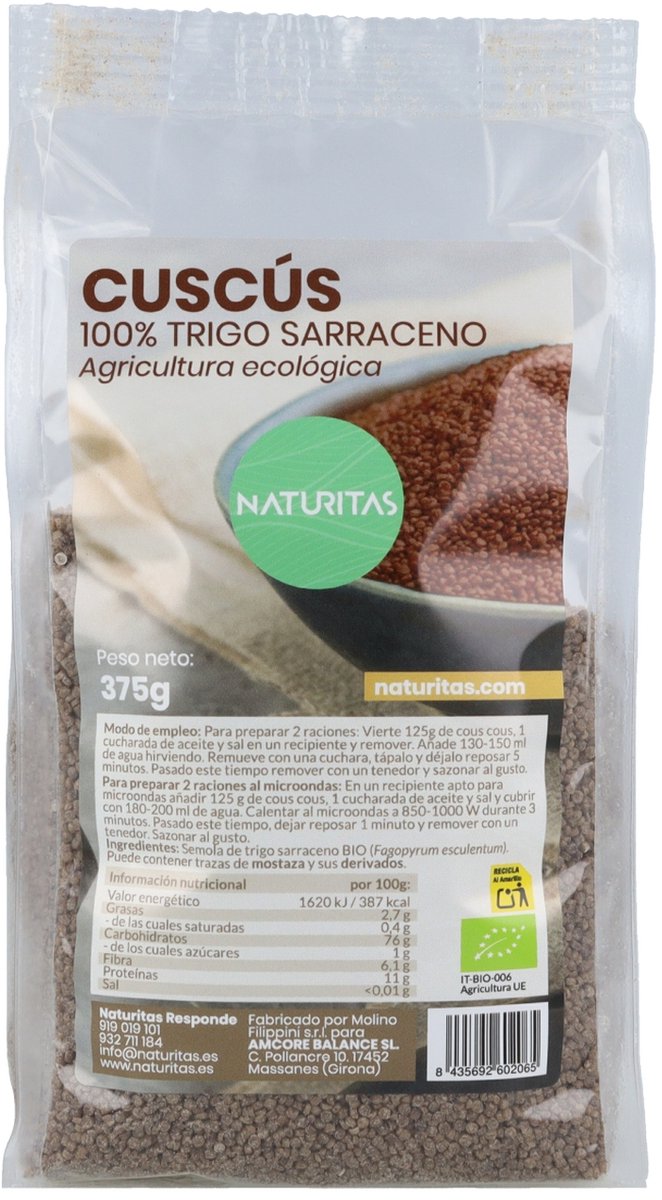 Biologische boekweitcouscous 375 g|Organic buckwheat couscous 375 g|Couscous de sarrasin bio 375 g