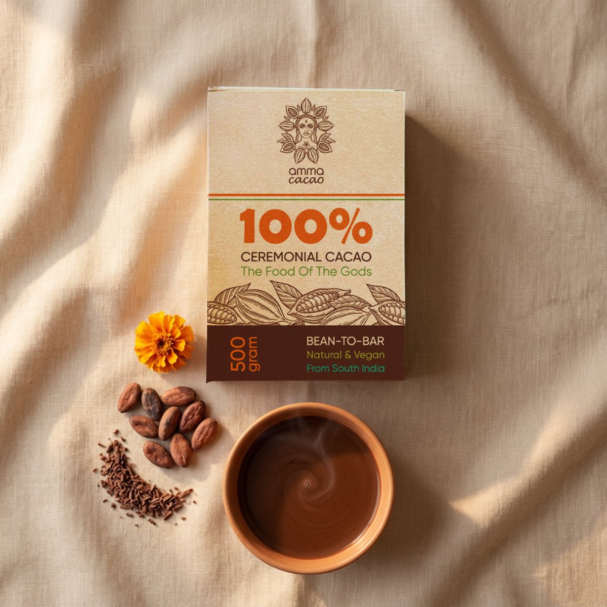 CacowGirls Ceremonial Cacao Blok - 500g - 100% Puur - Zonder Suiker - Handgemaakt - Voor Ritueel en Meditatie