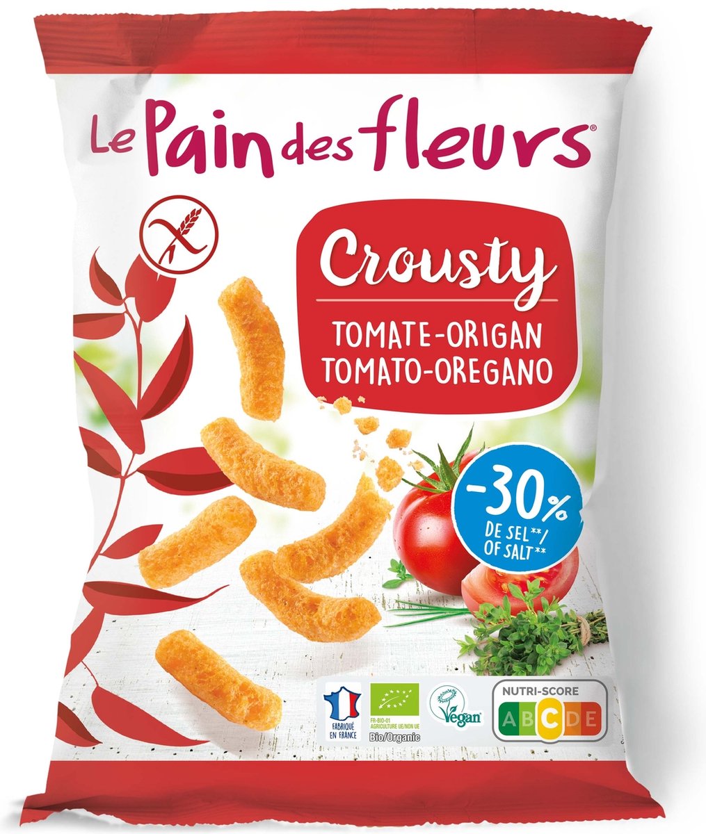 Le Pain Des Fleurs Chips gepoft tomaat basilicum 75 gram