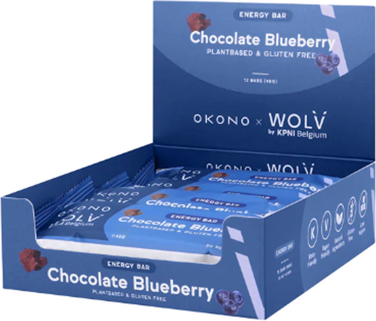 OKONO | Keto Energy Bar | Chocolate Blueberry | 12 stuks | 12 x 40g